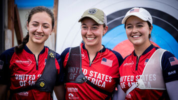The US recurve women after qualifying an Olympic quota in Medellin.