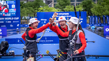 The Chinese recurve women win first Archery World Cup team title in Shanghai.